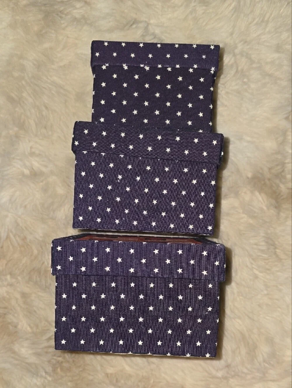 Patriotic Fabric Storage Boxes - Navy & Red Set of 3